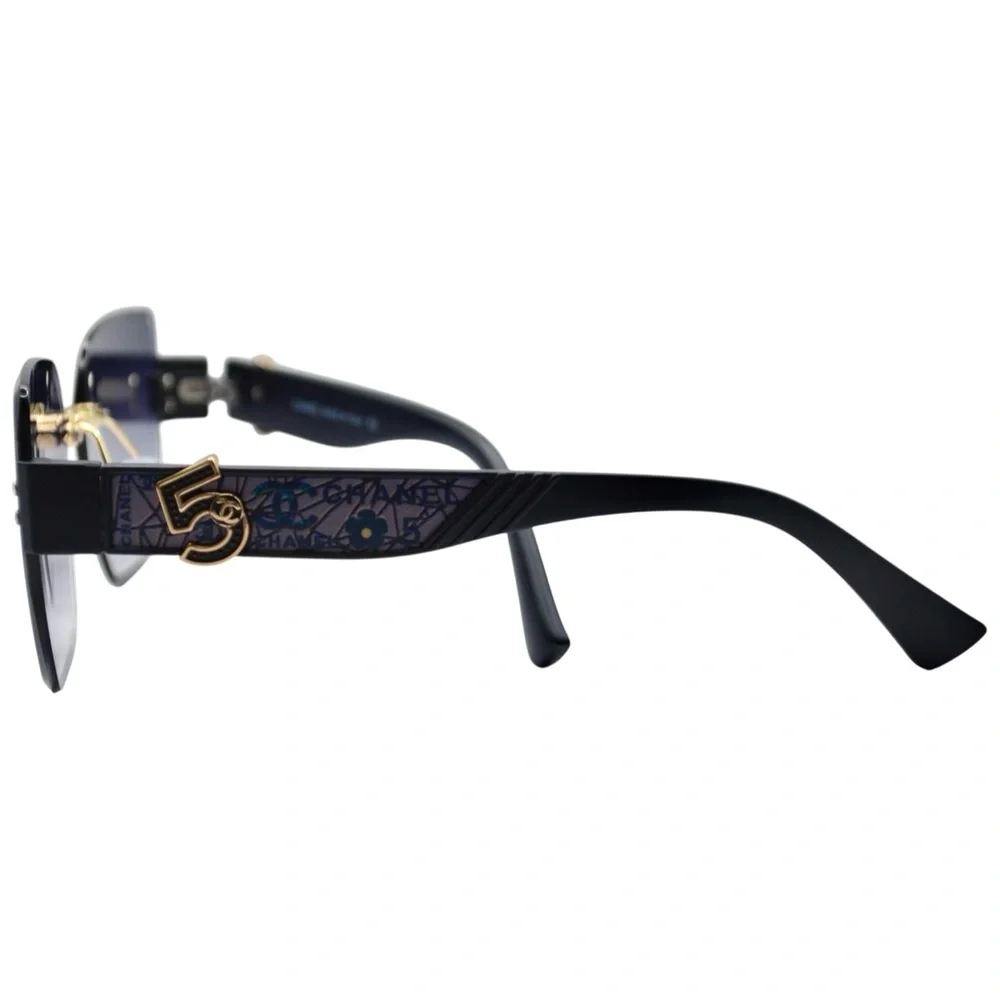 Chanel Women’s Rimless Sunglasses | Black/Purple Frame | Gray Gradient Lens - Picture 8 of 12